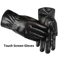 touch screen winter leather full finger gloves women thickened solid color gloves warm driving gloves full fingers mittens