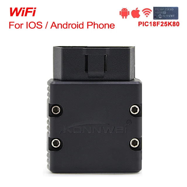 ELM327 V1.5 PIC18F25K80 wifi KW902 Konnwei elm 327 OBD2 сканер работает на Android/IOS как ICAR2 OBDII диагностический инструмент - Цвет: Black