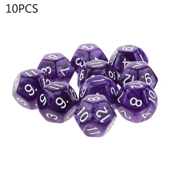 10pcs 12 Sided Dice D12 Polyhedral Dice Family Party RPG Board Game Accessories 2