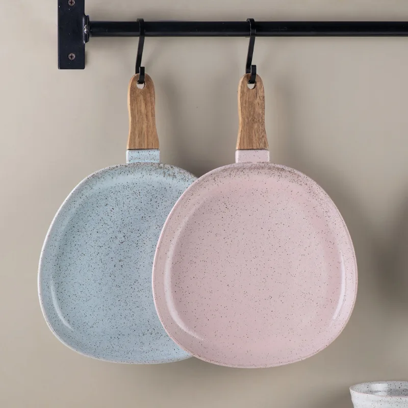 Ретро деревянная ручка круглая керамическая обеденная тарелка неправильная