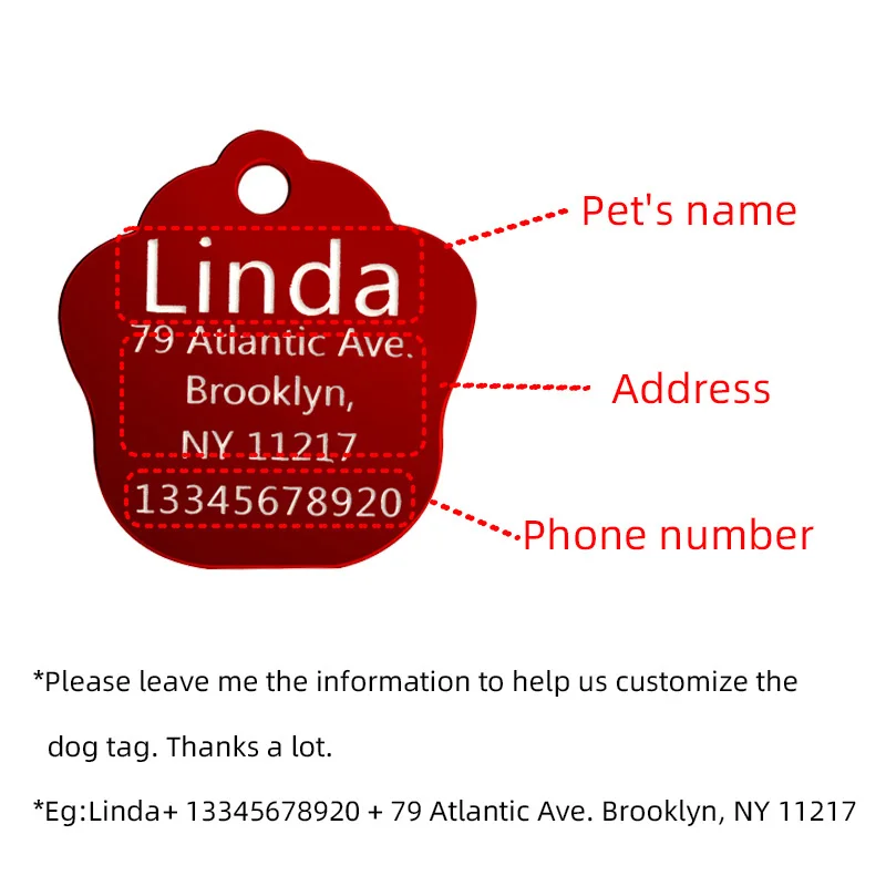 Бесплатная гравировка ярлык индивидуальные металлические жетоны с именем кота