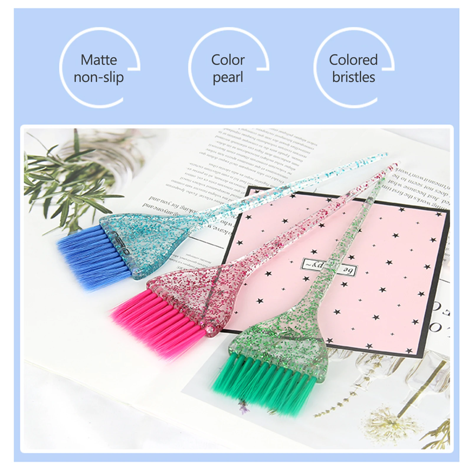 

New Professional Hair Dye Brush Plastic Balayage Salon Barber Hairstyle Hair Bleach Tint Coloring Crystal Comb Design Tool