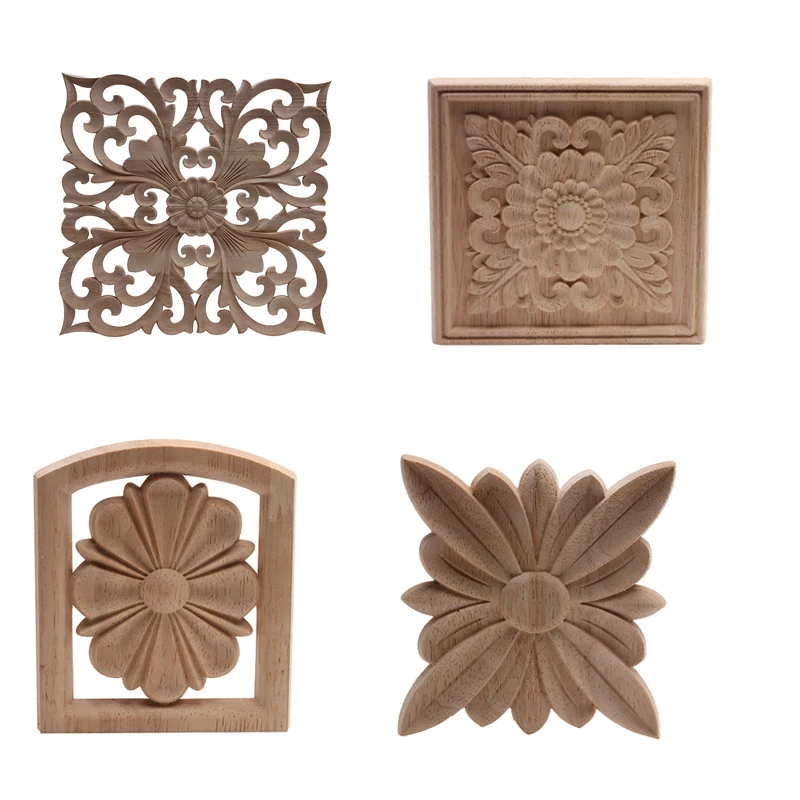 Аппликация накладка деревянная Декаль резным декором Неокрашенный Античная