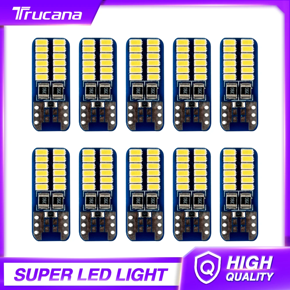 

Trucana 10x White Canbus T10 24SMD LED Light ERROR FREE Car Door Instrument Lamp Parking License Plate Lamp Clearance Wedge Bulb