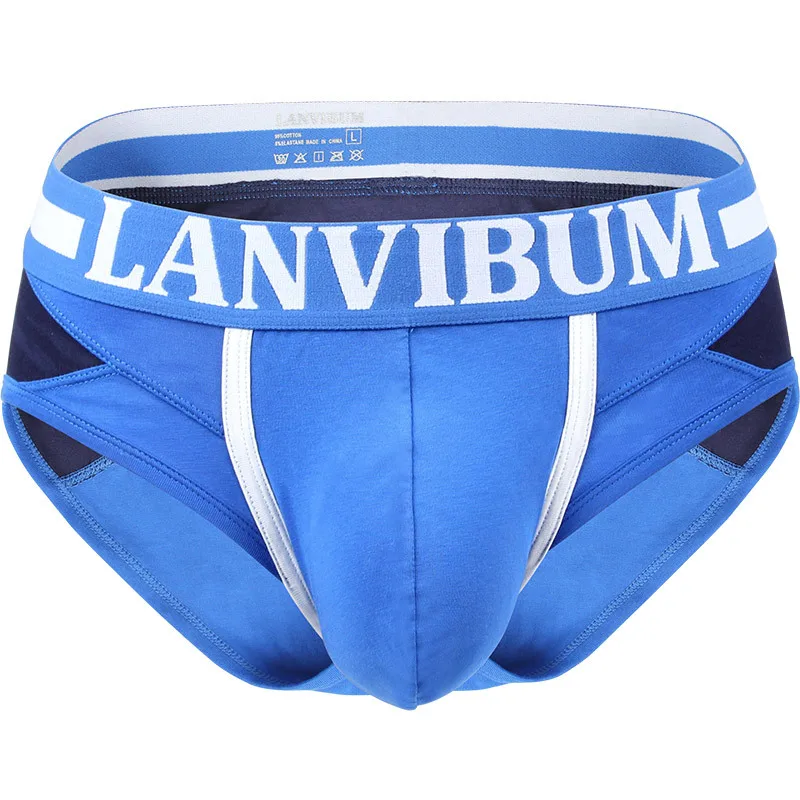 Трусы мужские LANVIBUM 2019 дышащие в стиле пэчворк сексуальное нижнее белье шортики