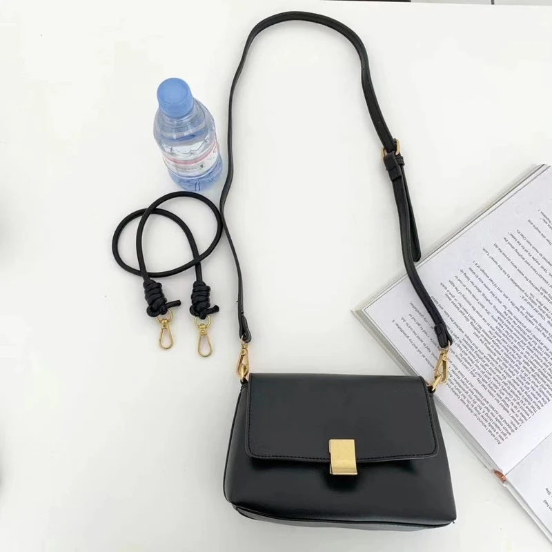 

2021 Korean Female Cover Zipper Flap Bag PU Leather Knotted Strap Women's Bag Youth Shoulder Crossbody Bag Two Straps Whole Sale