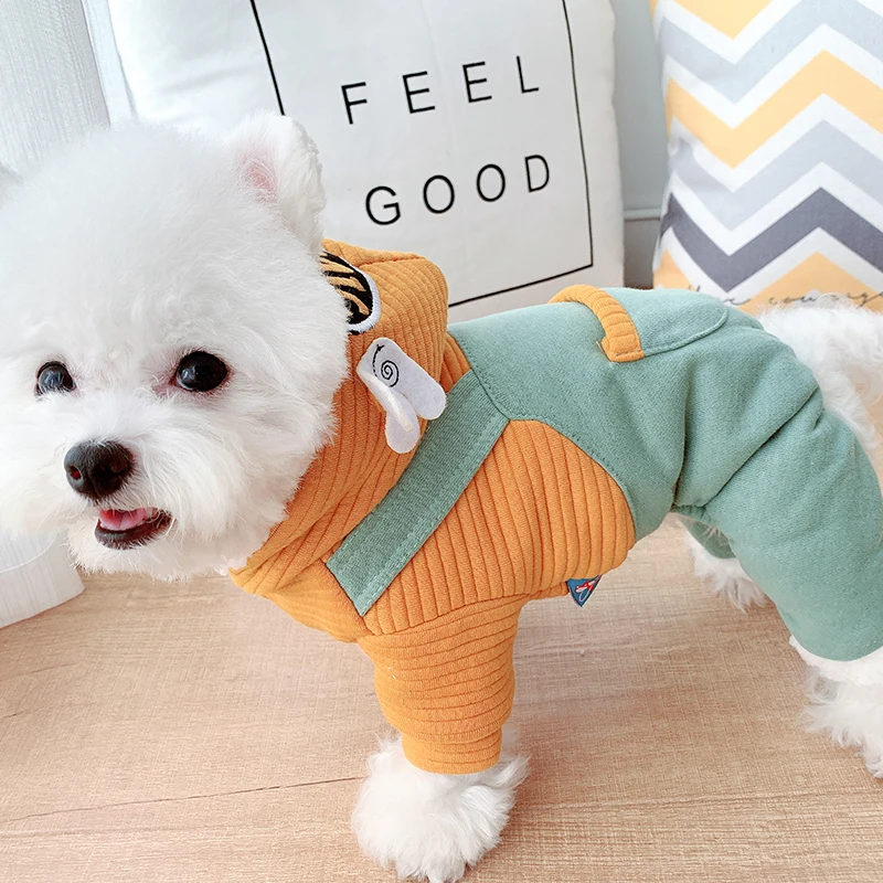 Утолщенная зимняя одежда для собак комбинезон с милым крылом теплый пуховик