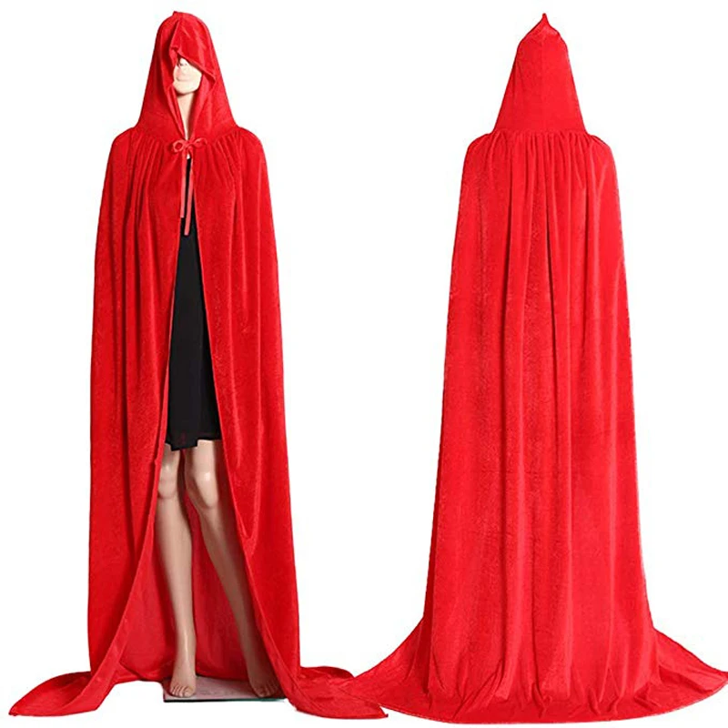 Halloween Christmas Cosplay Costumes Unisex Hooded Cloak Full Length Long Velvet Cape | Тематическая одежда и униформа