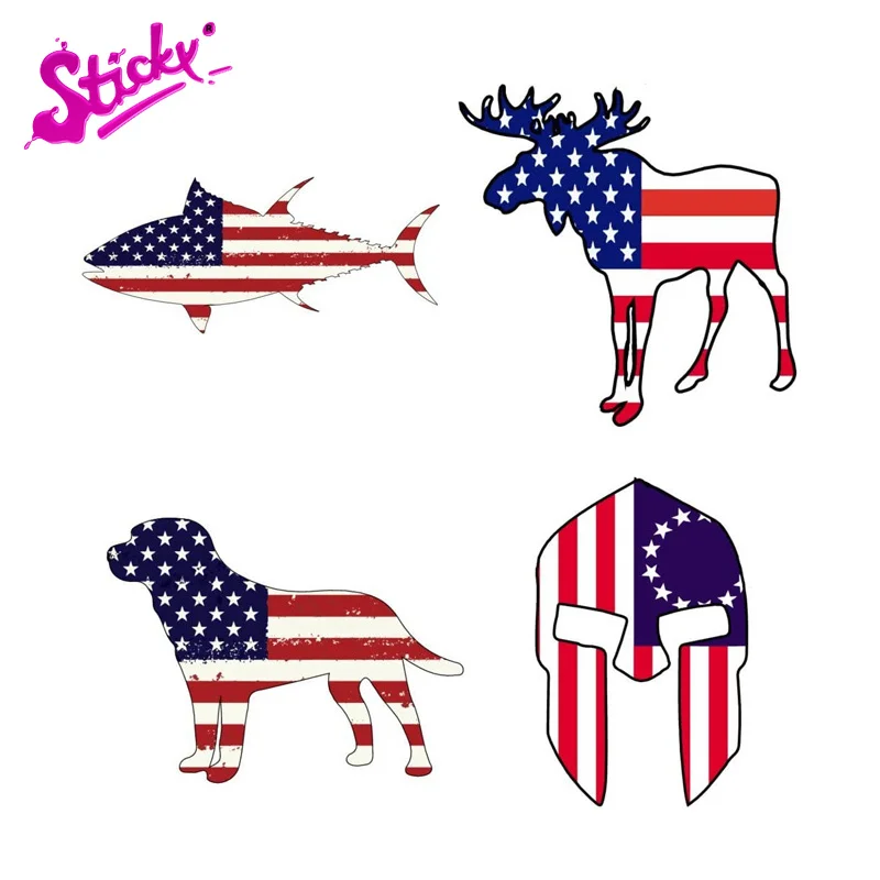 

STICKY Animal Elk Shark American Flag Car Sticker Decal Decor For Bicycle Motorcycle Accessories Laptop Helmet Trunk Wall