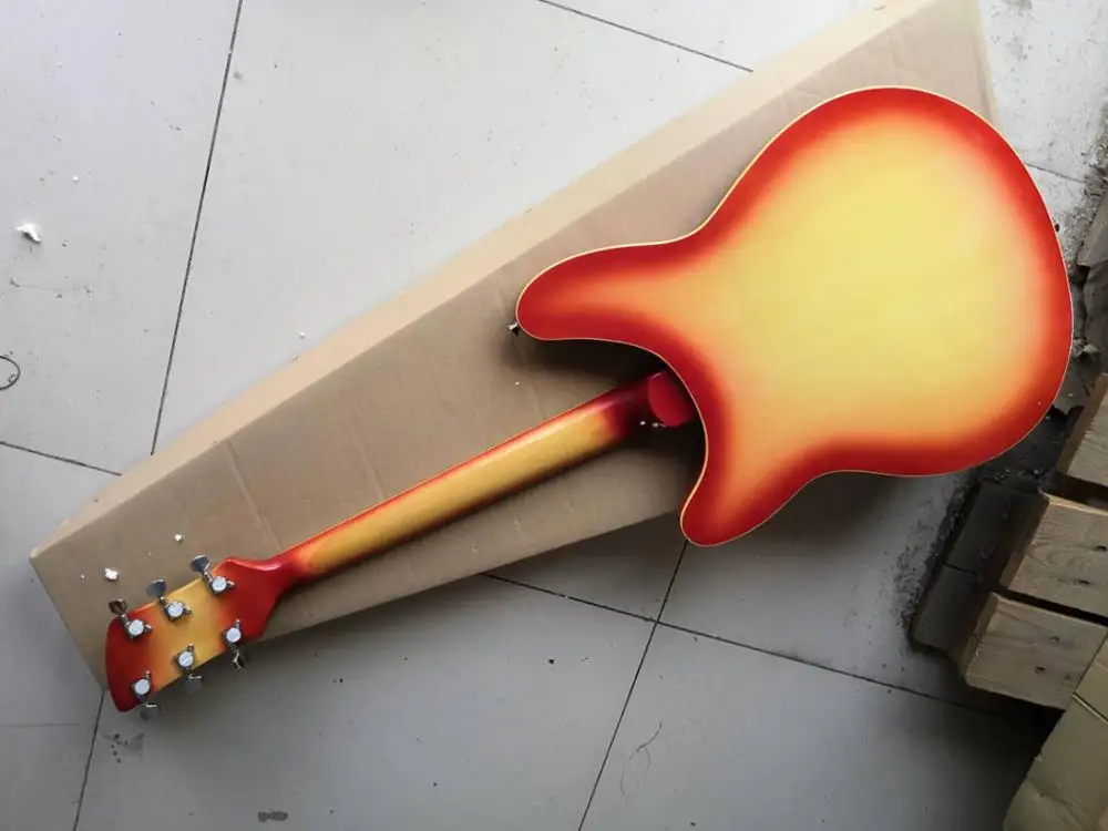 

free shipping Custom Guitar Semi Hollow body Rick 360 Electric guitar 6 strings guitar in Cherry burst color VS In stock 11