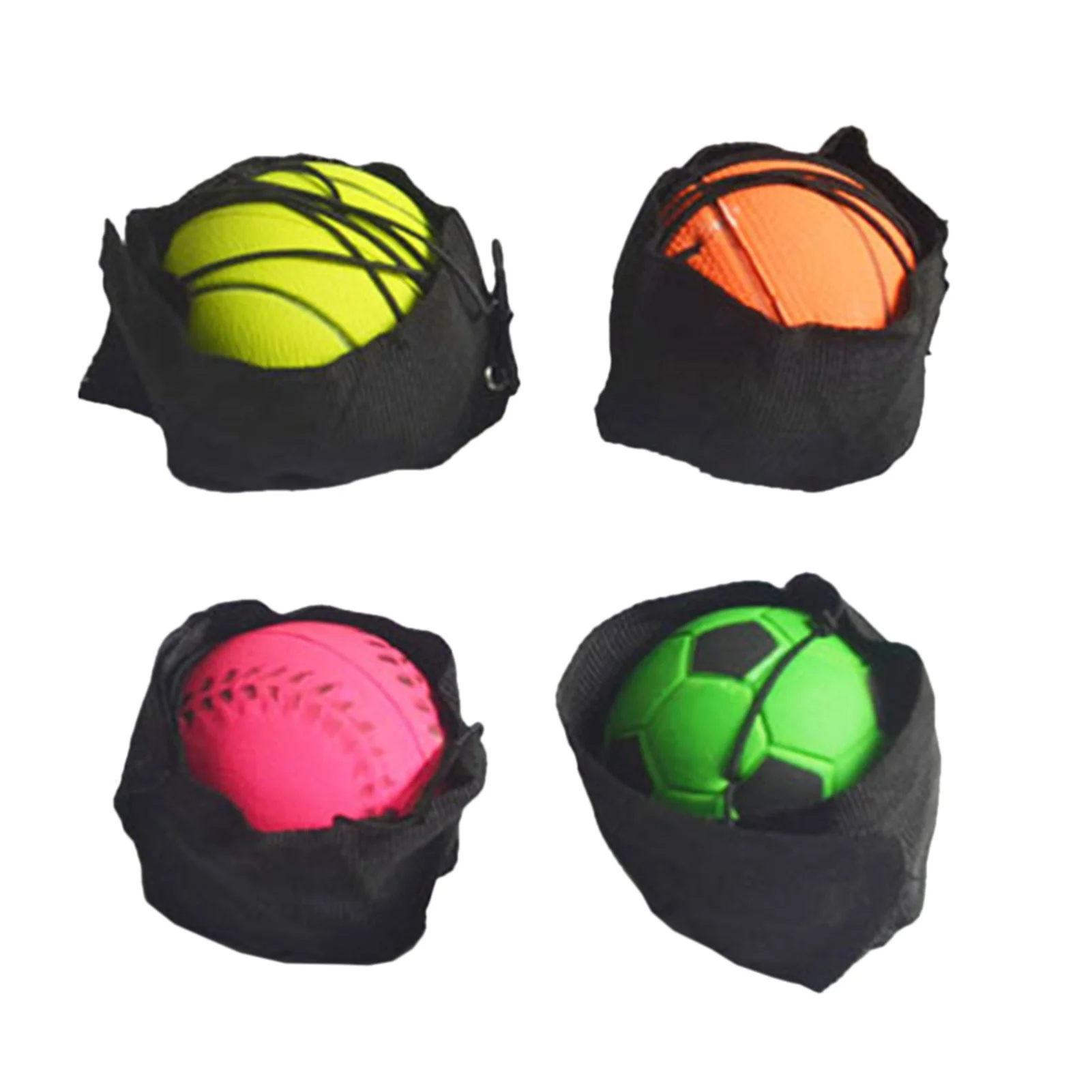 

4pcs Wrist Ball Sport Kids Toys Bouncy Finger Band Ball Exercising Wrists Ball Rubber Rebound Basketball Baseball Approving