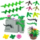 Детали MOC для сборки растений, листьев, цветов, детали для творчества, игрушки для детей, городские кирпичи 30176 3741 32607, совместимы со всеми брендами