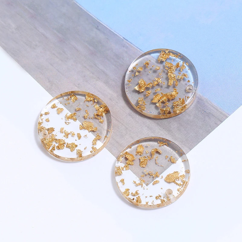 10 шт. круглые серьги из прозрачной золотой фольги 25 мм аксессуары для рукоделия