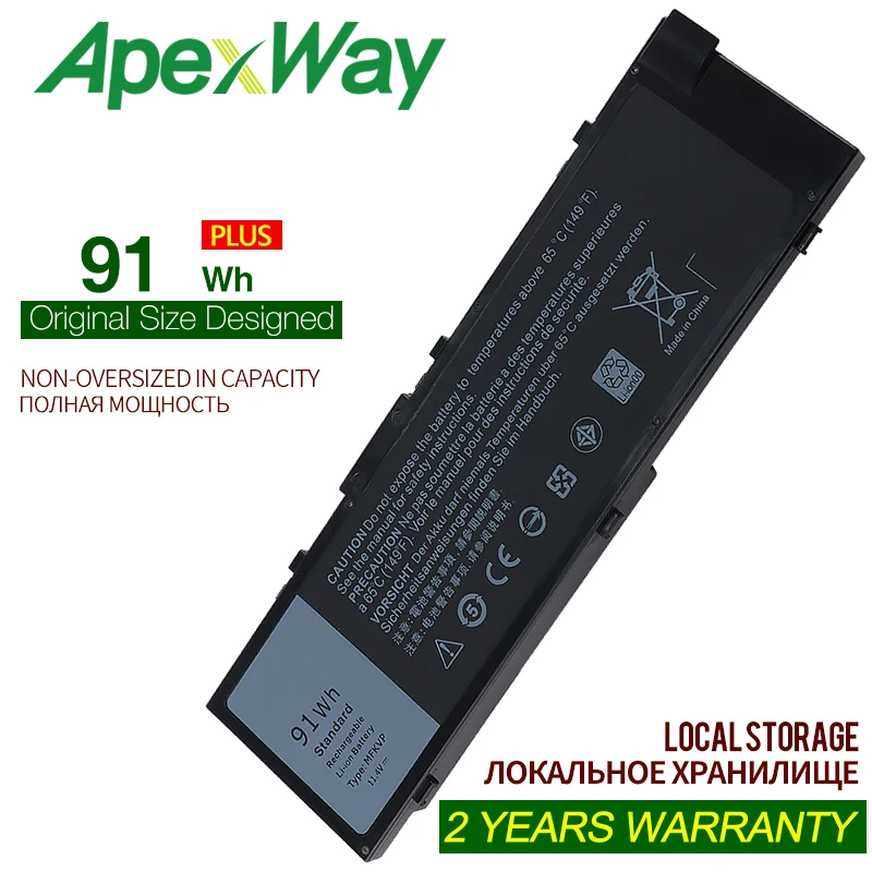 

ApexWay Новый MFKVP Аккумулятор для Dell Precision 15 7510 7520 M7510 17 7710 7720 M7710 TWCPG T05W1 настоящая аккумуляторная батарея для ноутбука аккумулятор 11,4 V 91Wh