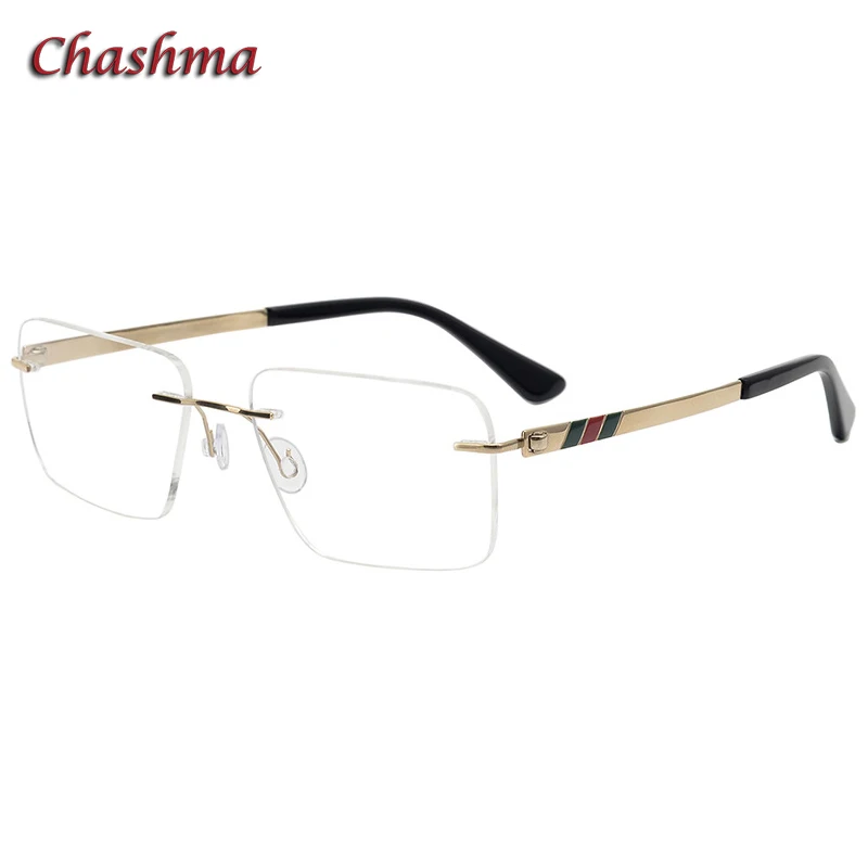 

Chashma Rimless Pure Titanium Frame Rectangle Eyewear Men Quality Prescription Optical Glasses Spectacles Anti Blue Ray Lenses