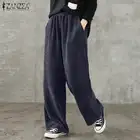 Женские вельветовые брюки с принтом репы, кафтан ZANZEA, широкие брюки, весенние повседневные длинные брюки палаццо S-