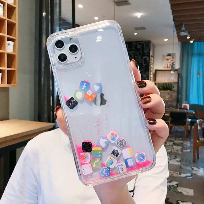 Для iPhone 11 Pro Макс жидкий мягкий прозрачный чехол для телефона оболочки 12 X XS XR MAX 6 6S