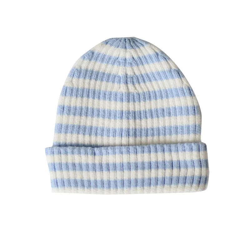 Детская теплая шапка-колокольчик в классическую полоску для мальчиков - купить