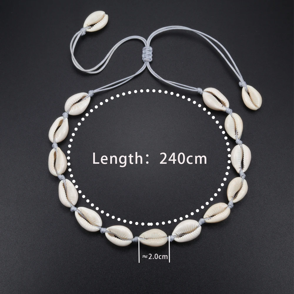 Bohemian Necklace Bracelet Handmade Rope Chain Natural Shell Charm Seashell Choker Summer Ocean Beach Boho Jewelry For Women Men images - 6