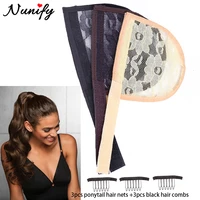 nunify 3pcs ponytail hair net and 3pcs hair extension clip cheapest wig making kit weave net edges hair wrap for making ponytail