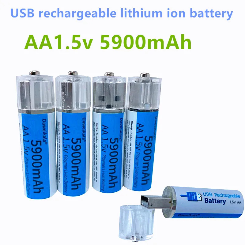 2021 Новый USB AA 1 5 В батарея 5900 мАч перезаряжаемая литий ионная для пульта