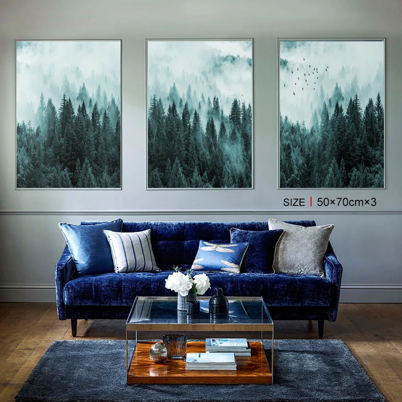 Постеры принты картины на холсте с изображением лесного горного пейзажа