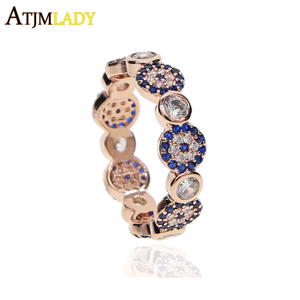 Anillos настоящие женщины Новые Нежные ювелирные изделия розового цвета маленькие миди Турецкий Дурной глаз микро Pave Cz цирконий простое изысканное кольцо
