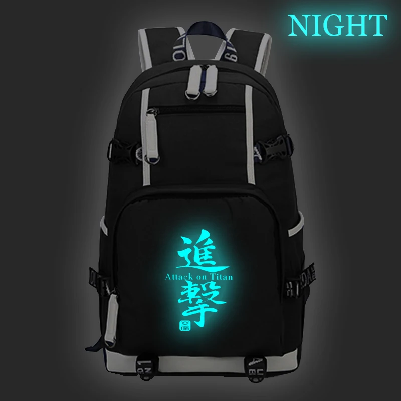 Attack on Titan Luminous School Bag Teens Boys Girl Students Back to Book Large Capacity Rucksack Casual Knapsack | Багаж и сумки