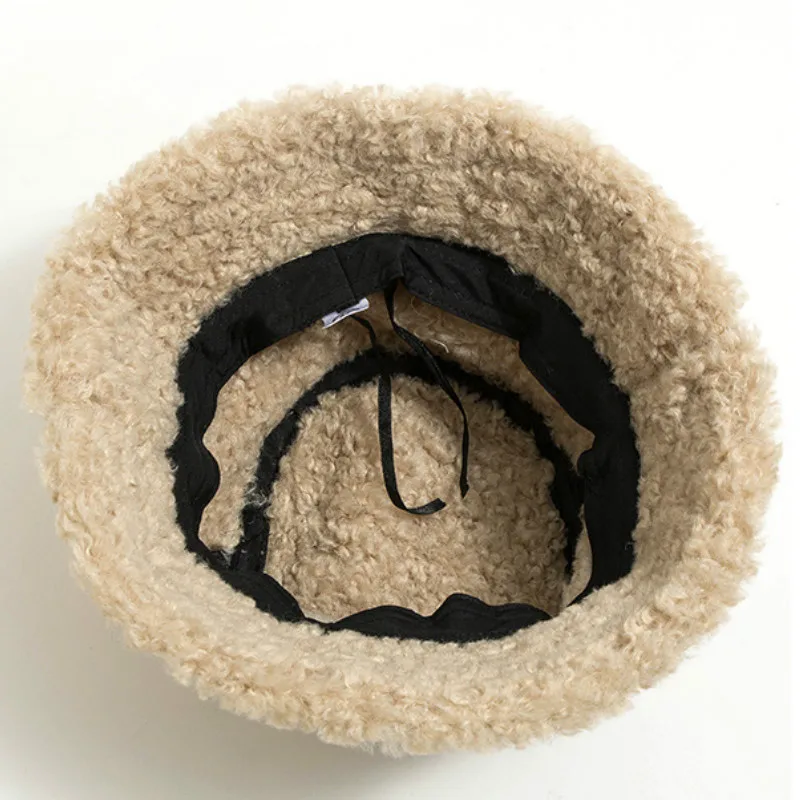 

Autumn winter new artificial fur Panama hat ladies outdoor sunscreen bucket hat female fashion Solid color basin hat sun hat