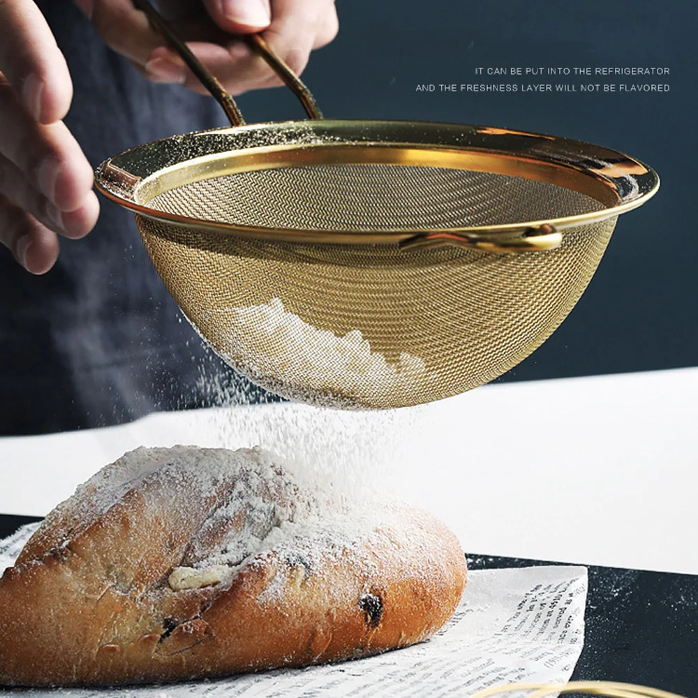 Stainless Steel Gold Mesh Separate Oil Strainer Flour Sifter Sieve Colanders Coffee Filter Kitchen Bakeware | Дом и сад