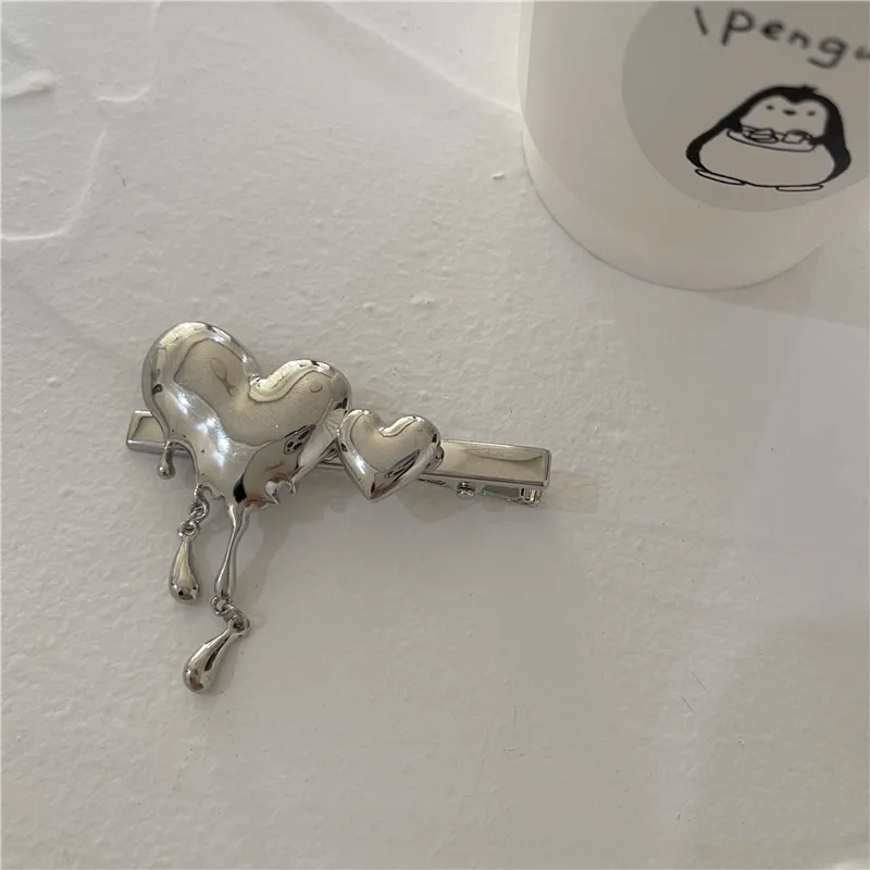 Шпилька для волос в стиле панк/готика серебристая металлическая боковая заколка