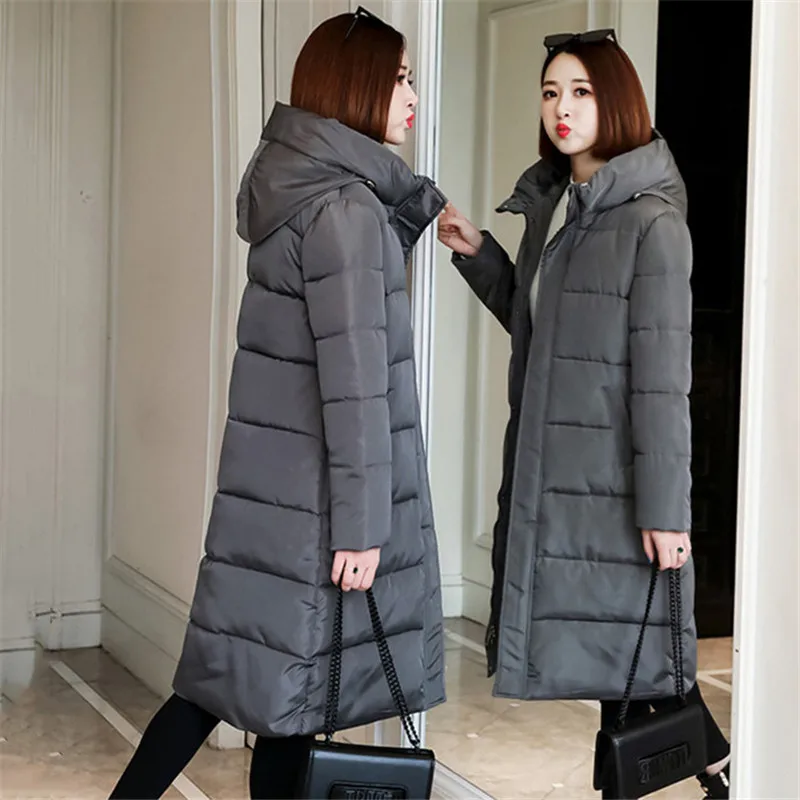 

Coat Women 2020 New Winter Korean Long Thick Down Cotton Jackets Fashion Slim Plus Size Anti Cold Hooded Parkas Feminina