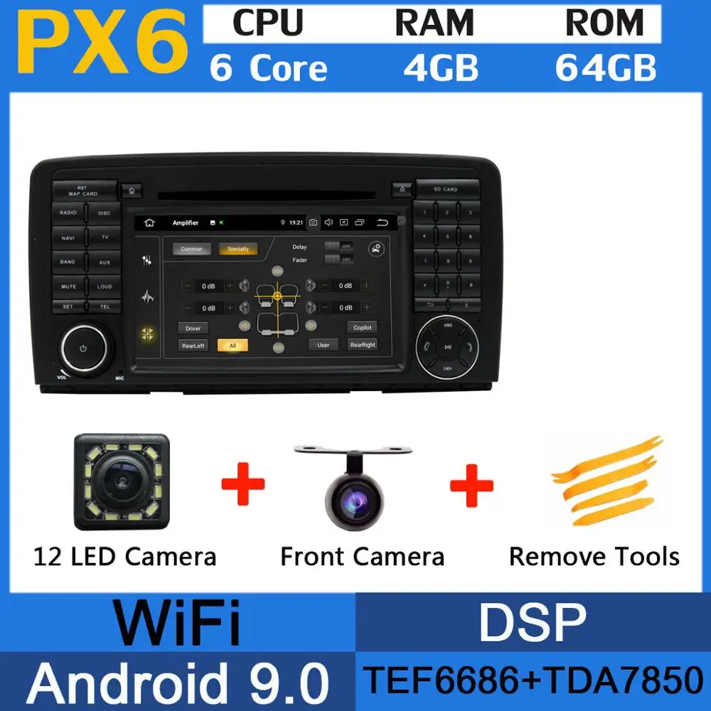5 USB порт Восьмиядерный Android 9,0 4GB ram автомобильный dvd-плеер для Mercedes Benz R Class W251 R280 R300 R320 R350 R500 gps Радио DSP - Цвет: PX6