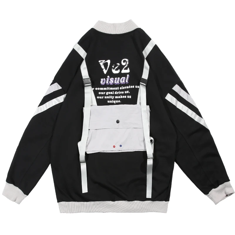 UNCLEDONJM Ribbons Patchwork jacket Men/Women Casual Streetwear Sweatshirts Hip Hop Harajuku Male Top V2-1978 | Мужская одежда
