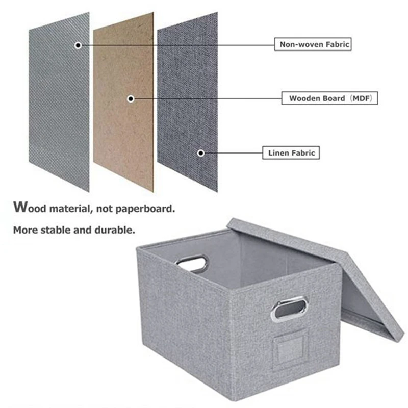 

Foldable File Clothes Storage Organizer Linen Letter/Legal Toys Sundries Storage Box for Home Office (50X40X30cm)