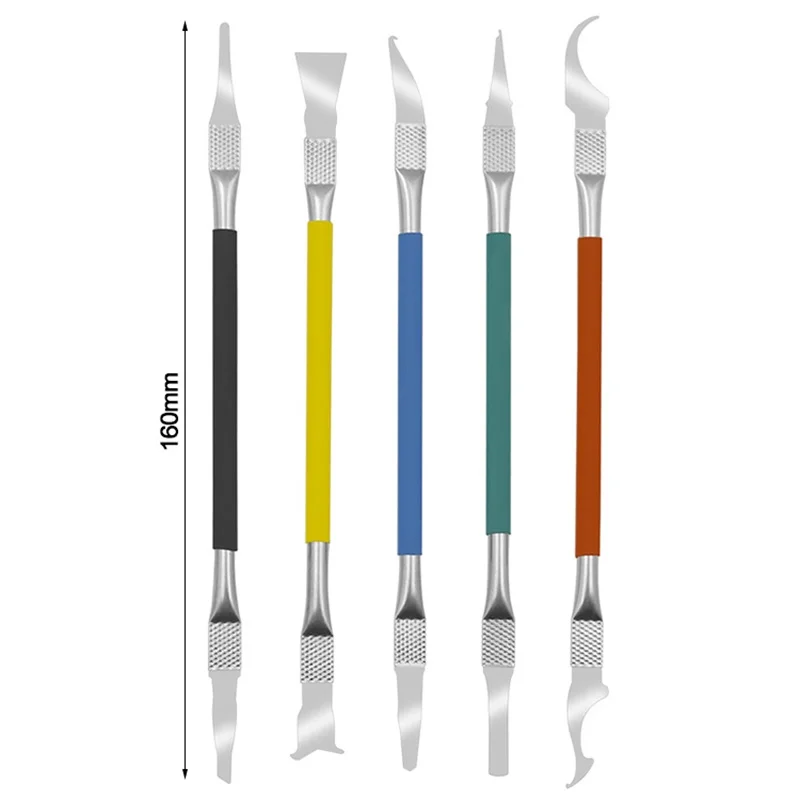 

5pcs Set Mobile Phone Motherboard Non Slip Crowbar BGA Chip Remove Repair Tool Stainless Steel Dual Ends Pry Bar Glue Remover