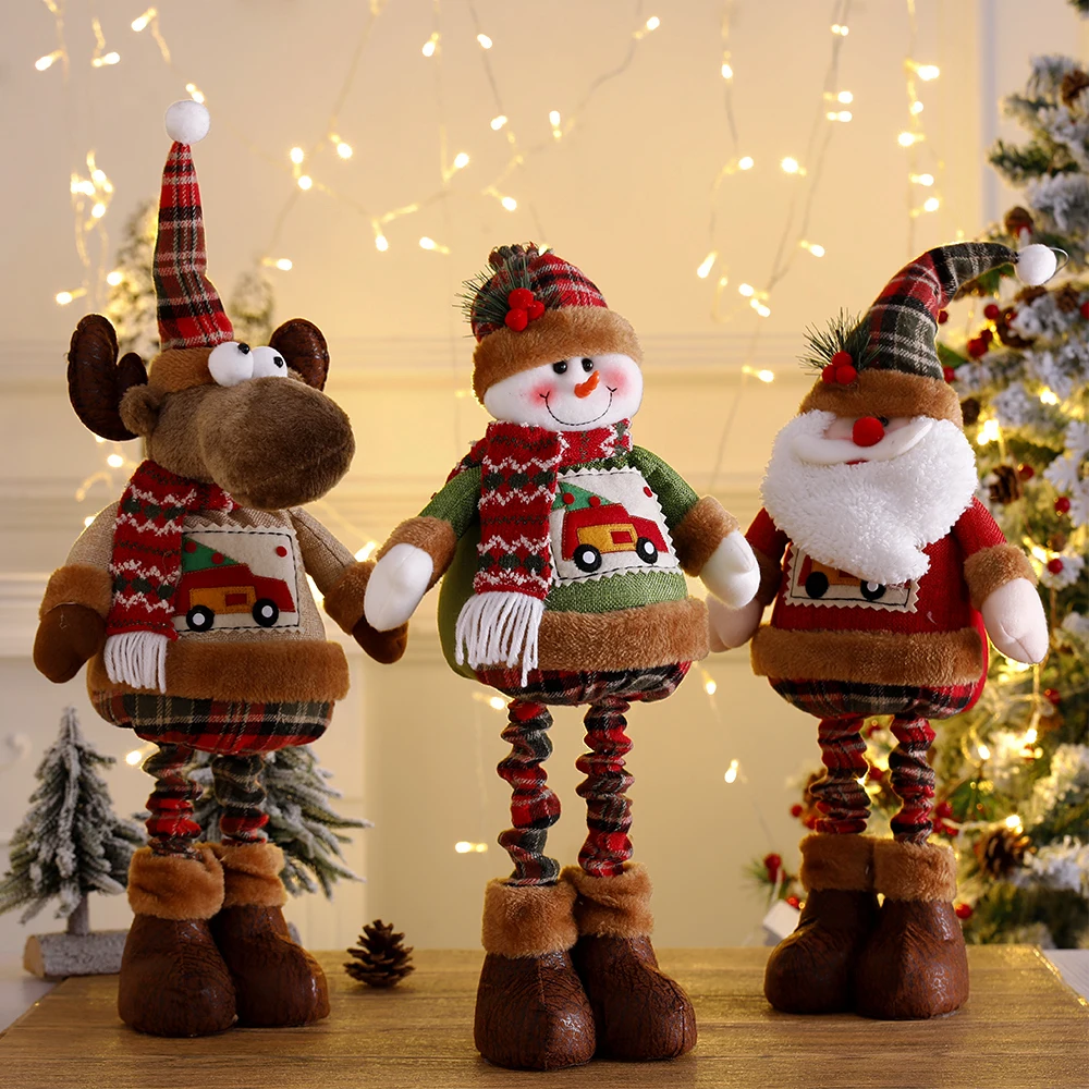 

Рождественские куклы большого размера, выдвижные фигурки Санта-Клауса, снеговика, рождественские фигурки, рождественский подарок для дете...