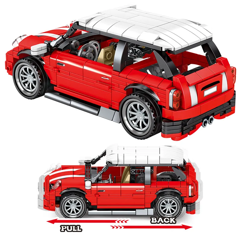 

City Red Pull Back Vehicle Building Blocks High-tech Speed Racing Car MOC Model Bricks Educational Toys For Children Gifts