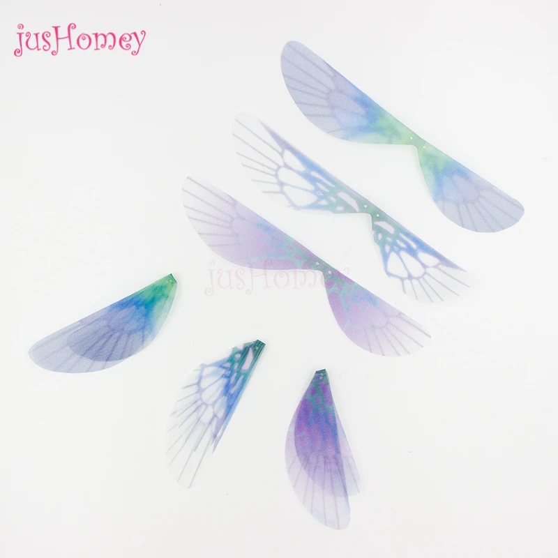 

100PCS Gradient Organza Fabric Dragonfly wings Appliques 98mm Translucent Chiffon wings for Party Decor, Doll Embellishment