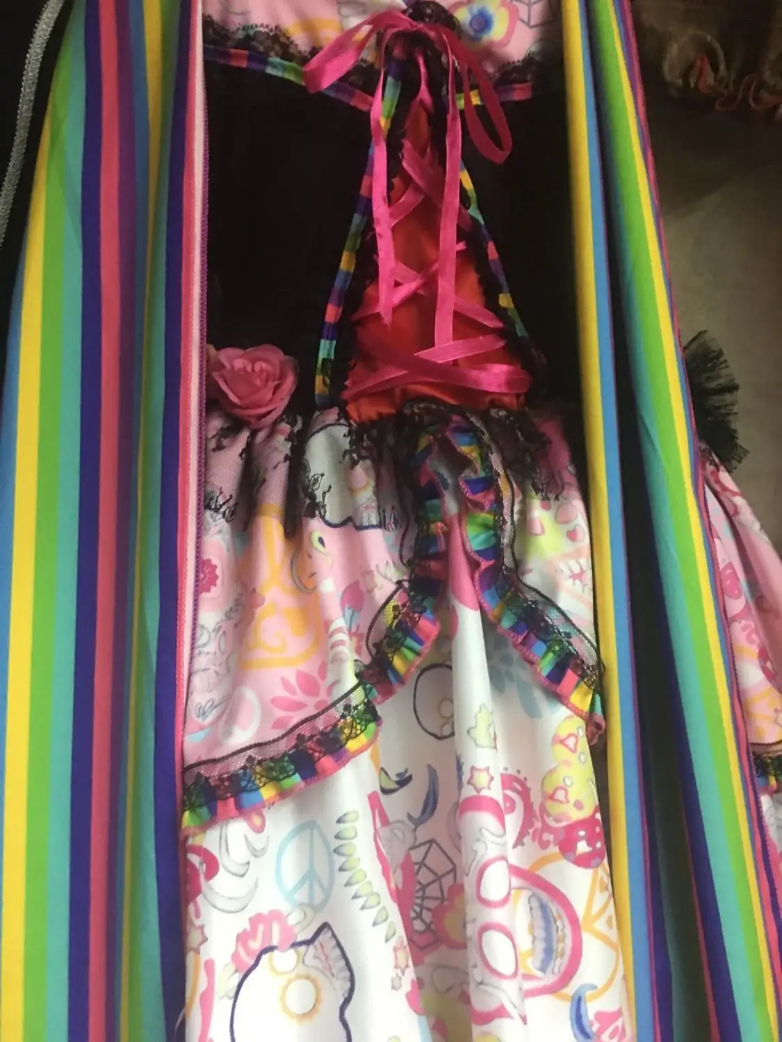 Women Sexy Sugar Skull Flower Fairy Halloween ghost vampire bride Fancy Dress Skeleton day of The Dead Carnival purim Costume |