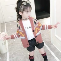 girls sweater babys coat outwear 2021 v neck thicken warm winter autumn knitting cardigan christmas gift childrens clothing