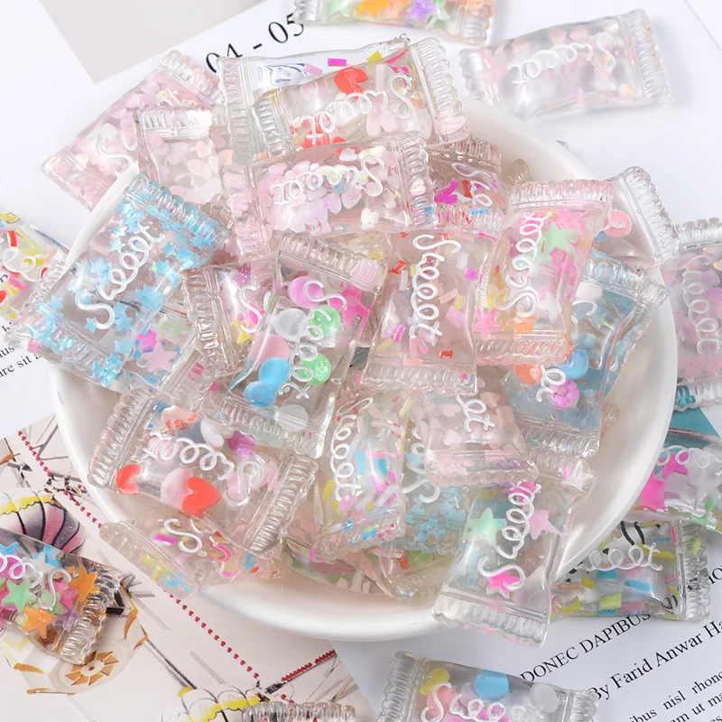 10 шт. 33x1 8 мм смесь цветов смолы кавайные блестящие сладкие конфетные Кабошоны с