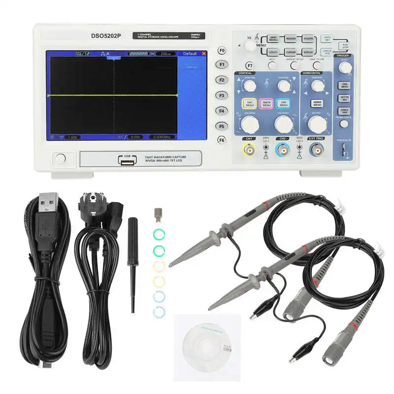 AC110 240V Hantek DSO5202P цифровой запоминающий осциллограф 200 МГц 2 Каналы 1GSa/s (штепсельная