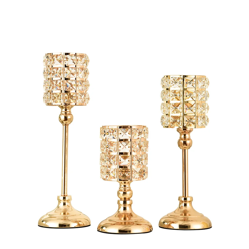 

Candlelight dinner golden candle holder decoration modern table decoration European crystal candle holder
