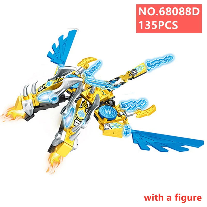

4IN1 Ninja Dragon Knight 2 Heads Thunder Swordsman Model Building Blocks KAI JAY ZANE Figures Toys Bricks Gift for Children Boys