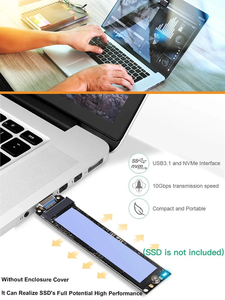 

M.2 NVME to USB Adapter M-Key M.2 NGFF NVME to USB 3.1 Card Reader M.2 NVME SSD Adapter Card for Windows