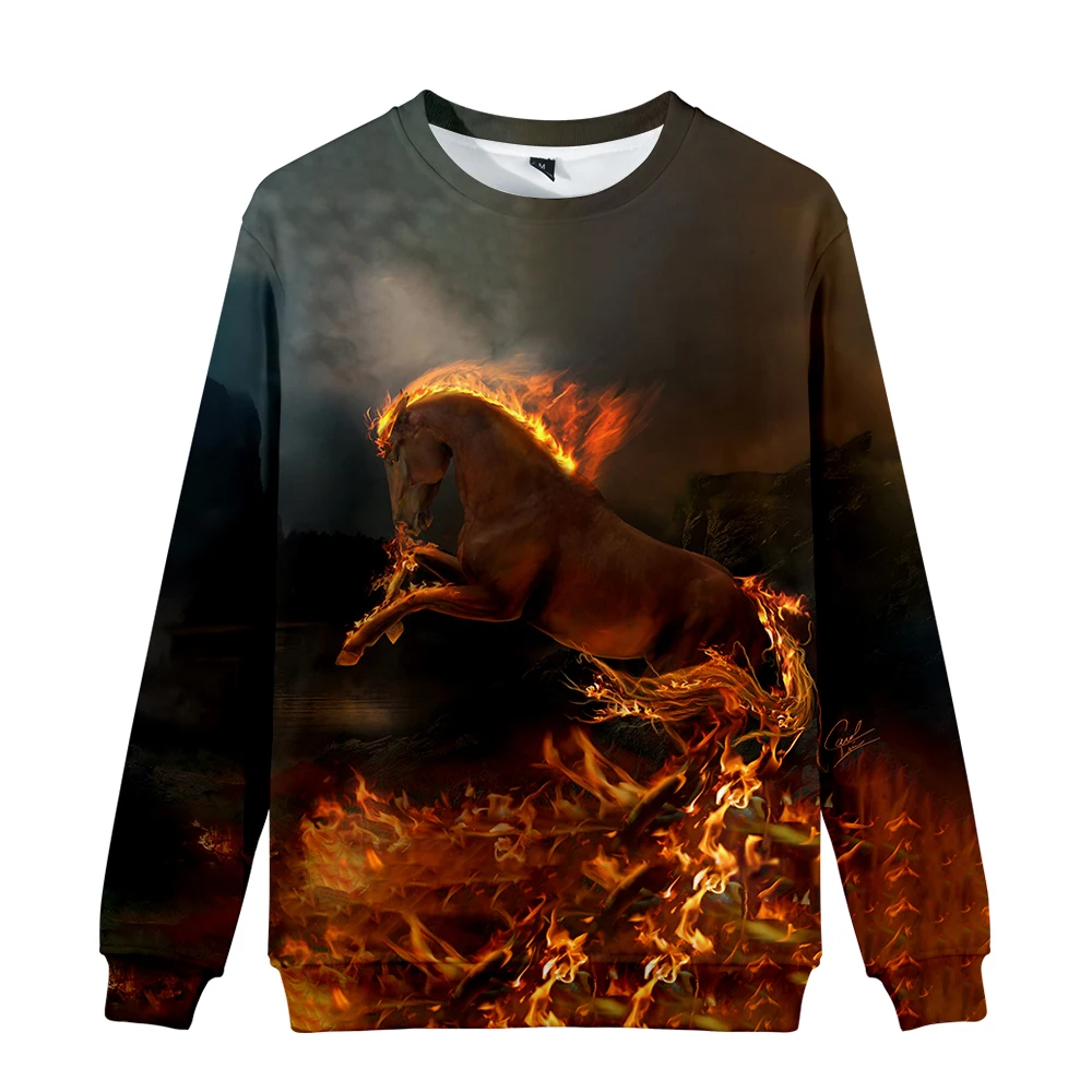 

Свитшот женский/мужской, с 3D-принтом лошади, с круглым вырезом