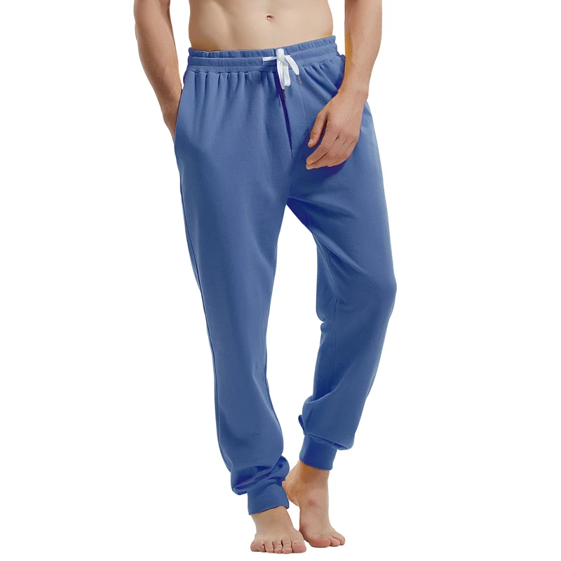 

Blue Men's Sweatpants Casual Solid Color Elastic Waist with Drawstring Pants Home Thread Ankle Jogging Pant for Men Streetwear