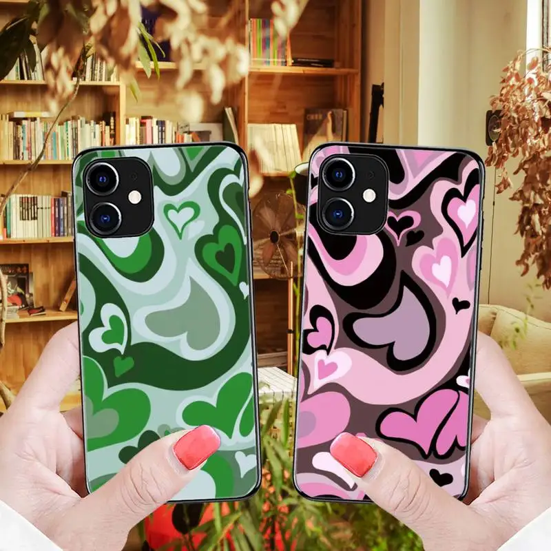 

Heart Swirl Pattern Purple Phone Cases for iPhone 12 8 7 6 6S Plus X 5S SE 2020 XR 11 12 Pro mini pro XS MAX cover