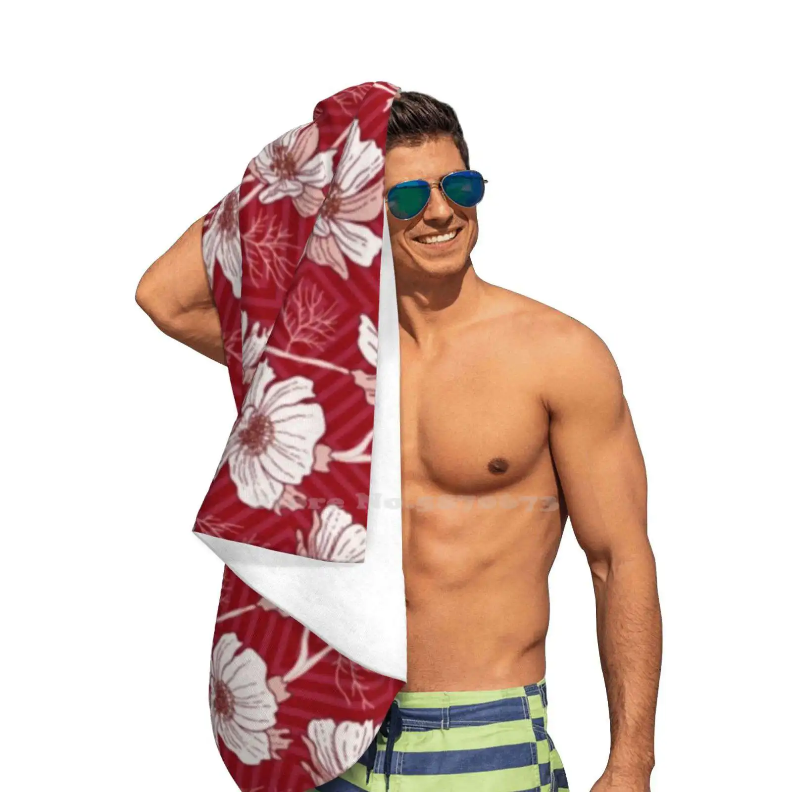 Мягкие полотенца с белыми цветами для ванной комнаты бассейна школы путешествий